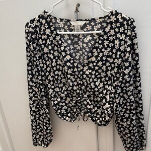 H&M Black and White Floral Blouse